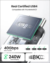 USB 4 Cable for Thunderbolt 4 Cable 1.2M, 40Gbps Data Sync,240W Fast Charging, 8K/6K/5K@60Hz, [USB-IF Certified] Netbraid-48 USB C Thunderbolt Cable, Compatible for Macbook, Ipad, Docking,Ssd