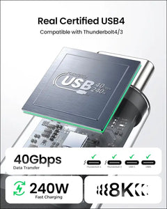 USB 4 Cable for Thunderbolt 4 Cable 1.2M, 40Gbps Data Sync,240W Fast Charging, 8K/6K/5K@60Hz, [USB-IF Certified] Netbraid-48 USB C Thunderbolt Cable, Compatible for Macbook, Ipad, Docking,Ssd