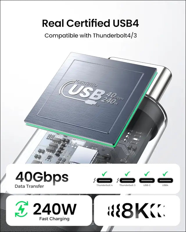 USB 4 Cable for Thunderbolt 4 Cable 1.2M, 40Gbps Data Sync,240W Fast Charging, 8K/6K/5K@60Hz, [USB-IF Certified] Netbraid-48 USB C Thunderbolt Cable, Compatible for Macbook, Ipad, Docking,Ssd