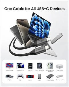 USB 4 Cable for Thunderbolt 4 Cable 1.2M, 40Gbps Data Sync,240W Fast Charging, 8K/6K/5K@60Hz, [USB-IF Certified] Netbraid-48 USB C Thunderbolt Cable, Compatible for Macbook, Ipad, Docking,Ssd