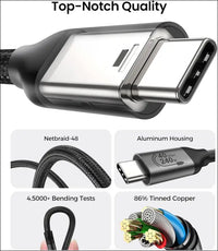 USB 4 Cable for Thunderbolt 4 Cable 1.2M, 40Gbps Data Sync,240W Fast Charging, 8K/6K/5K@60Hz, [USB-IF Certified] Netbraid-48 USB C Thunderbolt Cable, Compatible for Macbook, Ipad, Docking,Ssd