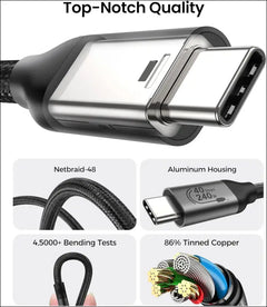 USB 4 Cable for Thunderbolt 4 Cable 1.2M, 40Gbps Data Sync,240W Fast Charging, 8K/6K/5K@60Hz, [USB-IF Certified] Netbraid-48 USB C Thunderbolt Cable, Compatible for Macbook, Ipad, Docking,Ssd