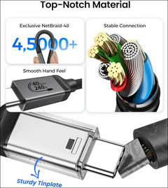 USB 4 Cable for Thunderbolt 4 Cable 2M, 40Gbps Data Sync, 8K Display/4K@144Hz, 240W Charging, USB C Video Cable Compatible for Thunderbolt 3, Macbook, Monitor, Docking, Iphone 16/15,SSD, Ipad