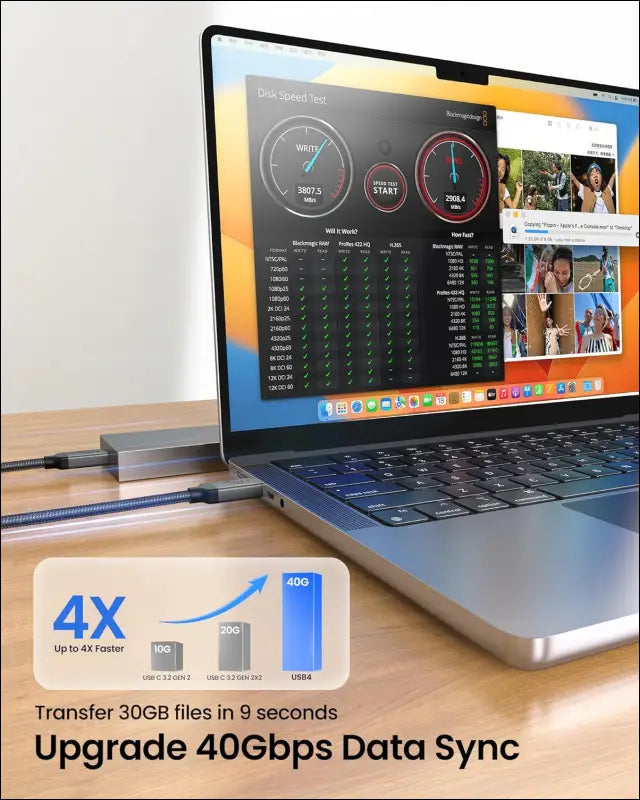 USB 4 Cable for Thunderbolt 4 Cable 2M, 40Gbps Data Sync, 8K Display/4K@144Hz, 240W Charging, USB C Video Cable Compatible for Thunderbolt 3, Macbook, Monitor, Docking, Iphone 16/15,SSD, Ipad