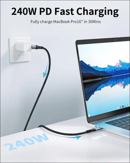 USB 4 Cable for Thunderbolt 4 Cable 2M, Thunderbolt Cable Supports Single 8K or Dual 4K Display 40Gbps Data Sync 240W Fast Charging, USB C to USB C Cable for Macbook Ipad Docking Iphone 16/15