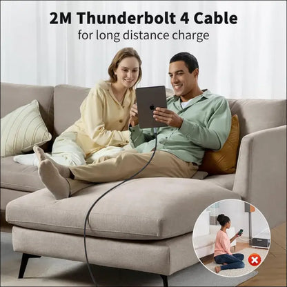 USB 4 Cable for Thunderbolt 4 Cable 2M, Thunderbolt Cable Supports Single 8K or Dual 4K Display 40Gbps Data Sync 240W Fast Charging, USB C to USB C Cable for Macbook Ipad Docking Iphone 16/15