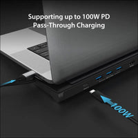 USB-C 9 in 1 Docking Station Support Dual Display with Power Delivery Micro SD Memory Card Gigabit Ethernet Audio Jack 100W PD USBC Hub Port for Type C Laptop (JCD542)