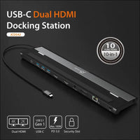 USB-C 9 in 1 Docking Station Support Dual Display with Power Delivery Micro SD Memory Card Gigabit Ethernet Audio Jack 100W PD USBC Hub Port for Type C Laptop (JCD542)