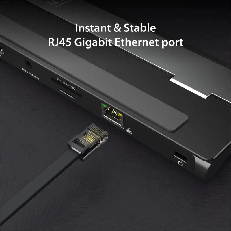 USB-C 9 in 1 Docking Station Support Dual Display with Power Delivery Micro SD Memory Card Gigabit Ethernet Audio Jack 100W PD USBC Hub Port for Type C Laptop (JCD542)