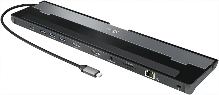USB-C 9 in 1 Docking Station Support Dual Display with Power Delivery Micro SD Memory Card Gigabit Ethernet Audio Jack 100W PD USBC Hub Port for Type C Laptop (JCD542)