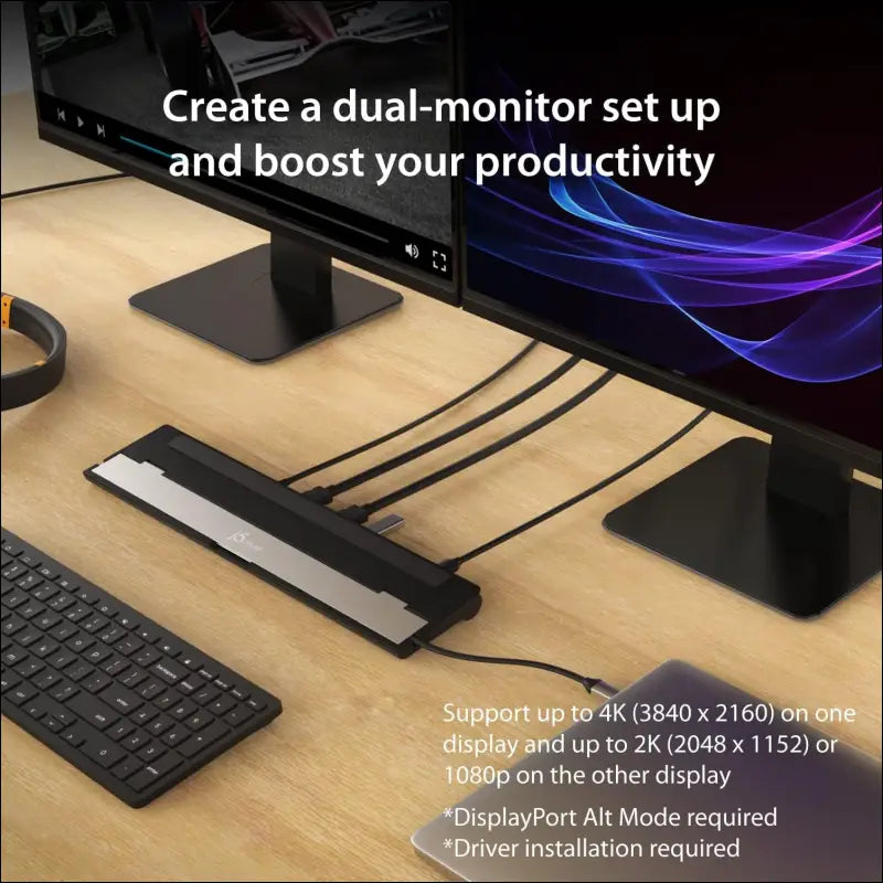 USB-C 9 in 1 Docking Station Support Dual Display with Power Delivery Micro SD Memory Card Gigabit Ethernet Audio Jack 100W PD USBC Hub Port for Type C Laptop (JCD542)