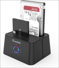 USB-C and USB 3.0 to SATA Dual Bay External Hard Drive Docking Station for All 2.5/3.5 Inch SATAⅠ/Ⅱ/ⅢSSD HDD, Support 2×8TB &UASP with Offline Clone/Backup Function