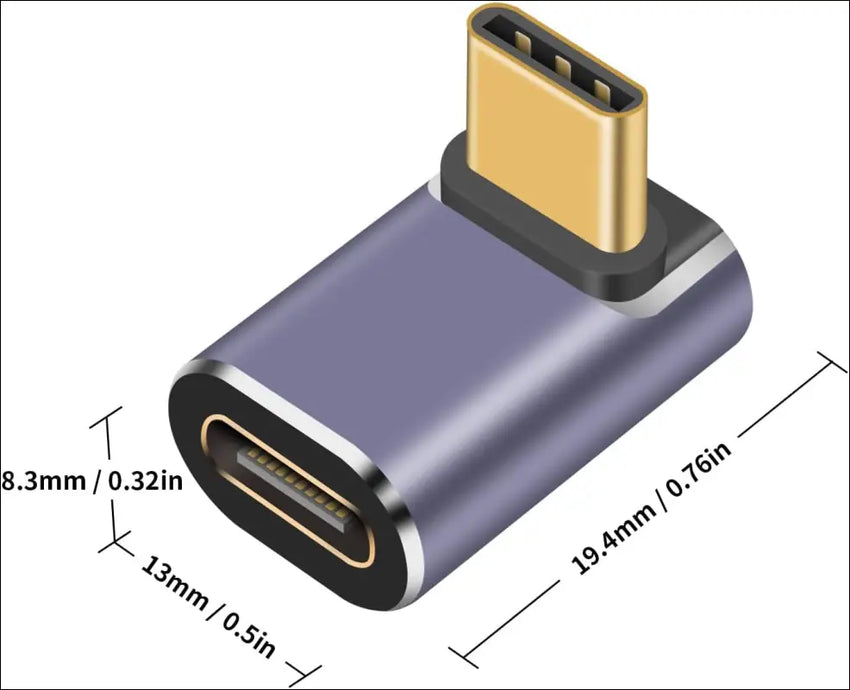 USB C Angle Adapter 40Gbps,Usb C 90 Degree Adapter Supports 8K@60Hz and 100W Fast Charging,Usb C Female to USB Male Adapter Compatible with Thunderbolt 3/4,USB Type C Interface Devices