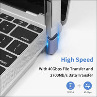 USB C Angle Adapter 40Gbps,Usb C 90 Degree Adapter Supports 8K@60Hz and 100W Fast Charging,Usb C Female to USB Male Adapter Compatible with Thunderbolt 3/4,USB Type C Interface Devices