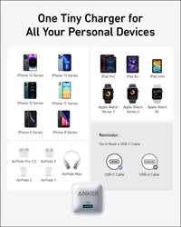 USB C Charger Block 20W Anker 511 Charger (Nano Pro) PIQ 3.0 Compact Fast Charger for iPhone 16/16 Plus/16 Pro/16 Pro