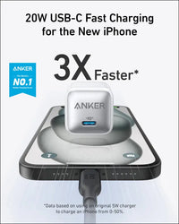 USB C Charger Block 20W Anker 511 Charger (Nano Pro) PIQ 3.0 Compact Fast Charger for iPhone 16/16 Plus/16 Pro/16 Pro