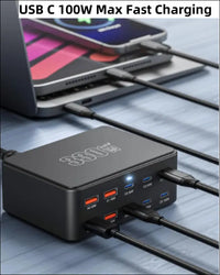 USB C Charging Station 330W, 10 Port Power Hub with PD 100W 65W 30W QC3.0 18W Fast Charging for iPhone 15, iPad Air/Pro, Galaxy