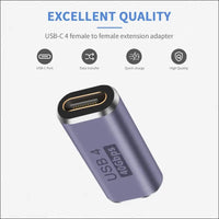 USB C Coupler 40Gbps,Usb C Female to Female Adapter Supports 8K@60Hz and 100W Fast Charging,Compatible with Thunderbolt 3/4 and with USB Type C Interface Devices (USB C Female to Female)