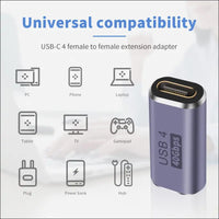 USB C Coupler 40Gbps,Usb C Female to Female Adapter Supports 8K@60Hz and 100W Fast Charging,Compatible with Thunderbolt 3/4 and with USB Type C Interface Devices (USB C Female to Female)
