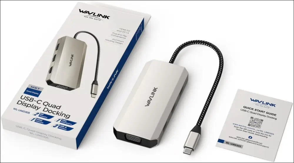 USB C Dock Quad Monitor, 7-in-1 Laptop Docking Station, Multiport Adapter with Dual 4K DP, 4K HDMI, 1080P VGA, 480Mbps USB2.0-A for MacBook, Dell XPS, Lenovo Thinkpad, and HP Laptops