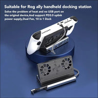 USB C Docking Station 10 in 1 for Steam Deck and Rog Ally with 4K HD Multimedia Interface, 1000Mbps Network Port, Dual Cooling Fan