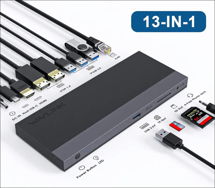 USB C Docking Station - 13-in-1 Triple Display Laptop Dock for M1/M2 MacBook Pro/Air, Dell, Lenovo, HP, Asus, 100W Power Delivery, 2DP+HDMI, 4USB 3.0, Gigabit Ethernet, TF/SD Card Reader …