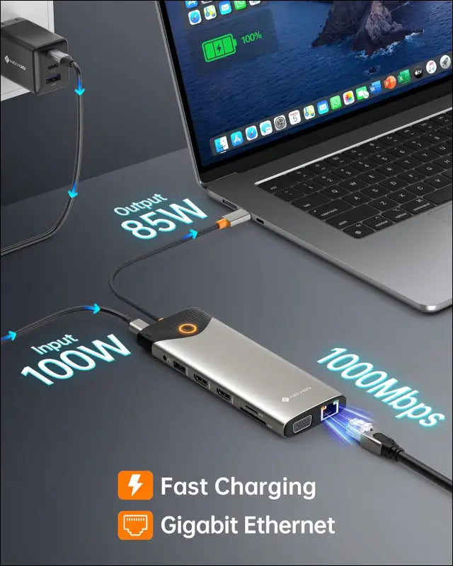 USB C Docking Station, 15 in 1 USB C Hub with Dual 4K@60Hz HDMI Adapter, USB C/A Ports, 100W PD, RJ45, SD/TF and Audio, Multiport USB C Hub for MacBook/iPad/iPhone/Dell/HP/Lenovo