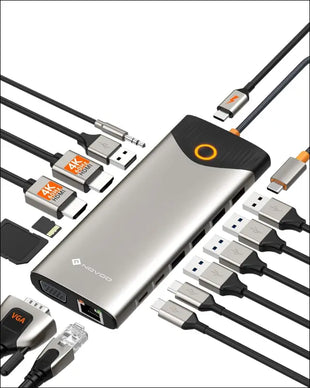 USB C Docking Station, 15 in 1 USB C Hub with Dual 4K@60Hz HDMI Adapter, USB C/A Ports, 100W PD, RJ45, SD/TF and Audio, Multiport USB C Hub