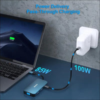 USB C Docking Station, 8-in-1 USB C Hub with Triple Display Dual HDMI, VGA, 3*USB 3.0, 100W Power Delivery, 3.5mm AUX Audio Compatible with MacBook Pro, XPS and More