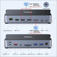 USB C Docking Station USB C Dock Single 8K Triple 4K Display Laptop Docking Station Triple Monitor 15 in 1 to 2 HDMI DisplayPort Charging Ethernet USB 3.1 Type-C Port for Dell/HP/Lenovo/Surface