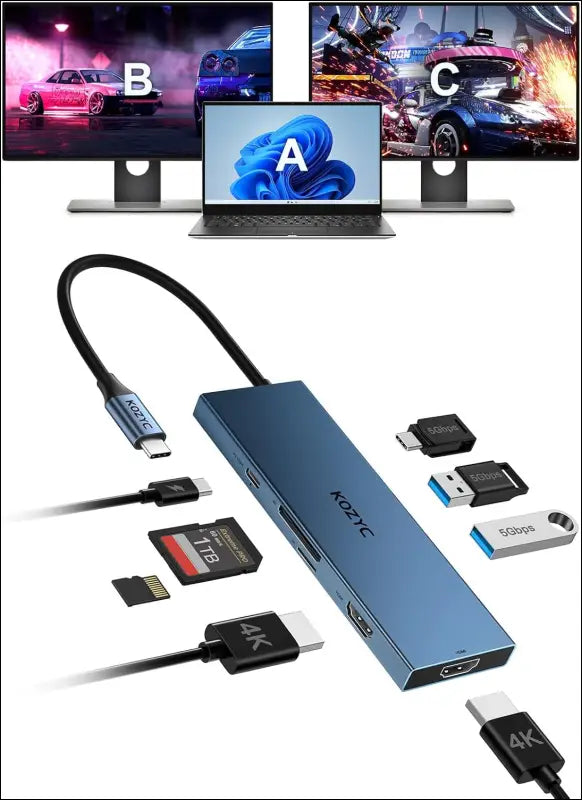 USB C Docking Station Dual HDMI Monitor,  USB C to Dual HDMI Adapter Hub with 2x4K HDMI, 2xUSB-A 3.0, USB-C 3.0, SD/TF,100W PD, Support HDMI Splitter Extended Display, Compatible with HP, macOS