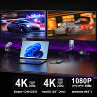 USB C Docking Station Dual HDMI Monitor,  USB C to Dual HDMI Adapter Hub with 2x4K HDMI, 2xUSB-A 3.0, USB-C 3.0, SD/TF,100W PD, Support HDMI Splitter Extended Display, Compatible with HP, macOS