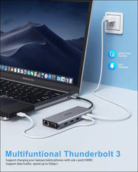 USB C Docking Station Dual Monitor, 14 in 1 USB-C Laptop Docking Station USB Type C Hub Multiport Adapter Dongle with 2 HDMI VGA 5 USB SD/TF Audio for Dell/Surface/HP/Lenovo Laptops