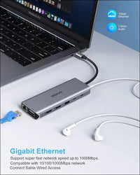 USB C Docking Station Dual Monitor, 14 in 1 USB-C Laptop Docking Station USB Type C Hub Multiport Adapter Dongle with 2 HDMI VGA 5 USB SD/TF Audio for Dell/Surface/HP/Lenovo Laptops