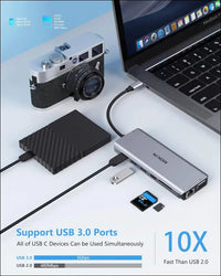 USB C Docking Station Dual Monitor, 14 in 1 USB-C Laptop Docking Station USB Type C Hub Multiport Adapter Dongle with 2 HDMI VGA 5 USB SD/TF Audio for Dell/Surface/HP/Lenovo Laptops