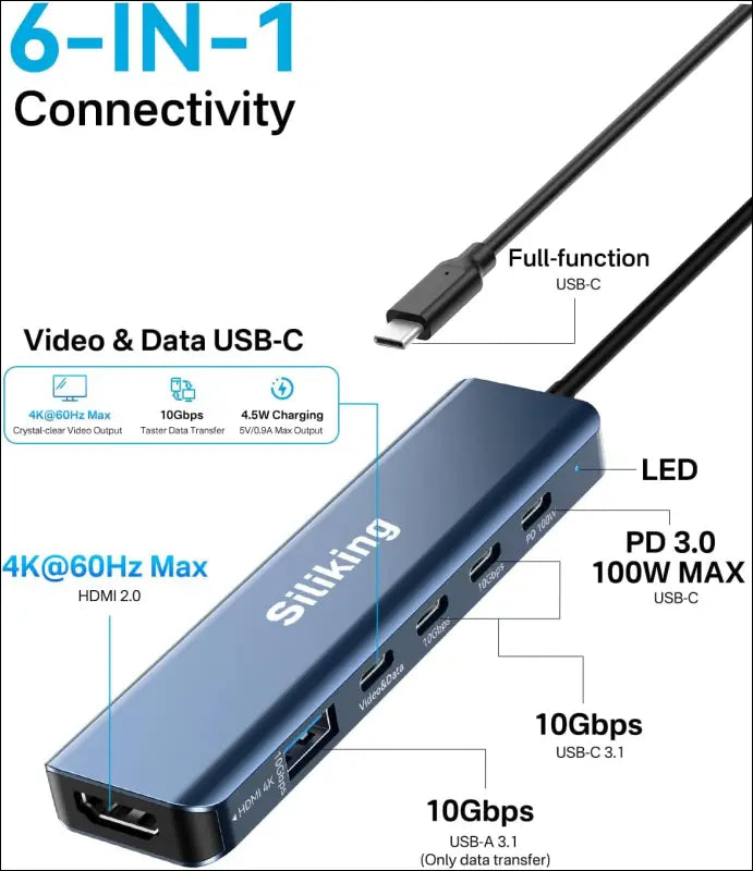 USB C Docking Station Dual Monitor 4K@60Hz HDMI, USB C Video Output Hub with HDMI,10G USB A/C,100W PD, USB C Splitter Adapter, USB C to USB C Dual Monitor for Windows/MacOS,MacBook air