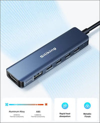 USB C Docking Station Dual Monitor 4K@60Hz HDMI, USB C Video Output Hub with HDMI,10G USB A/C,100W PD, USB C Splitter Adapter, USB C to USB C Dual Monitor for Windows/MacOS,MacBook air
