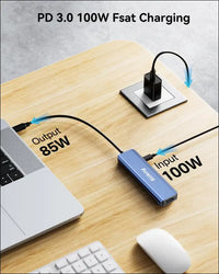 USB C Docking Station Dual Monitor 4K@60Hz HDMI, USB C Video Output Hub with HDMI,10G USB A/C,100W PD, USB C Splitter Adapter, USB C to USB C Dual Monitor for Windows/MacOS,MacBook air