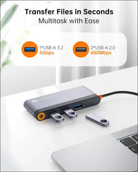 USB C Docking Station Dual Monitor, 6-in-1 USB-C to Dual HDMI Adapter with 4K 60HZ HDMI, 100W PD, 4 USB Ports, USB C Hub Multiport Adapter Thunderbolt 3/4 Dock for Dell HP Lenovo,MacBook Pro Air