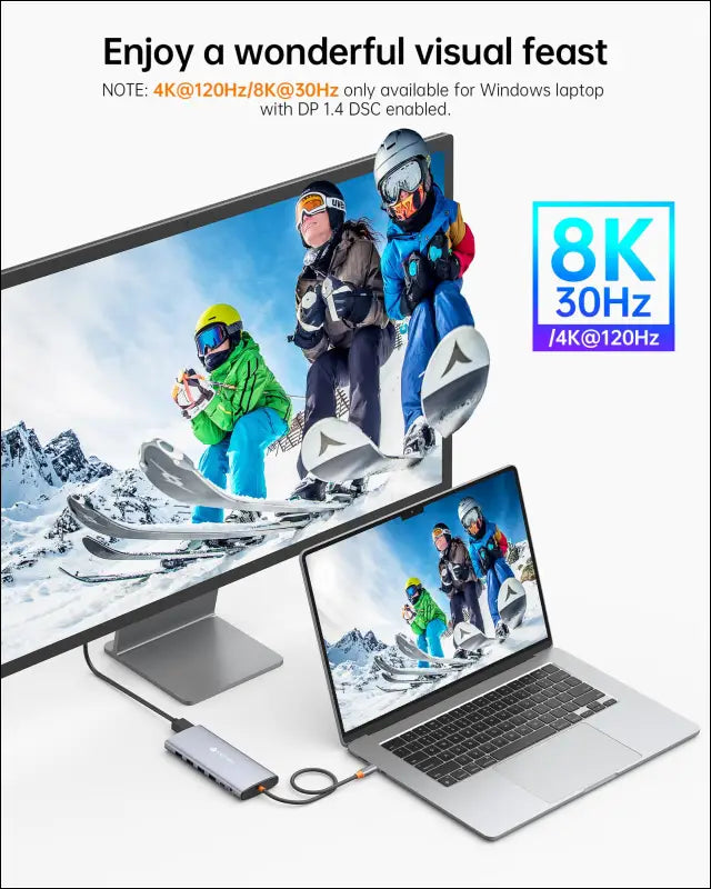 USB C Docking Station Dual Monitor for Laptop 14 in 1 USB C Hub Adapter Thunderbolt 3 to Dual 4K60 HDMI + 8K30 DP USB