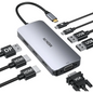 USB C Docking Station Dual Monitor,  Laptop Docking Station with 2 HDMI, VGA, 3 USB 3.1, 2 USB 2.0, PD Charging, Ethernet, Audio&Mic for Dell XPS/Steam Deck/HP/ASUS/Lenovo ThinkPad/Surface