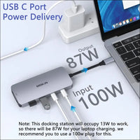 USB C Docking Station Dual Monitor,  Laptop Docking Station with 2 HDMI, VGA, 3 USB 3.1, 2 USB 2.0, PD Charging, Ethernet, Audio&Mic for Dell XPS/Steam Deck/HP/ASUS/Lenovo ThinkPad/Surface