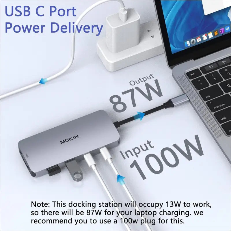 USB C Docking Station Dual Monitor,  Laptop Docking Station with 2 HDMI, VGA, 3 USB 3.1, 2 USB 2.0, PD Charging, Ethernet, Audio&Mic for Dell XPS/Steam Deck/HP/ASUS/Lenovo ThinkPad/Surface