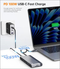 USB C Docking Station Quad Display, 14-in-1 Laptop Docking Station Dual Monitor, 8K@30Hz DP, Dual 4K@60Hz HDMI, VGA, 5 USB Data Ports, 100W PD, Ethernet, SD/TF, Mic/Audio, USB C HUB, Thunderbolt Dock