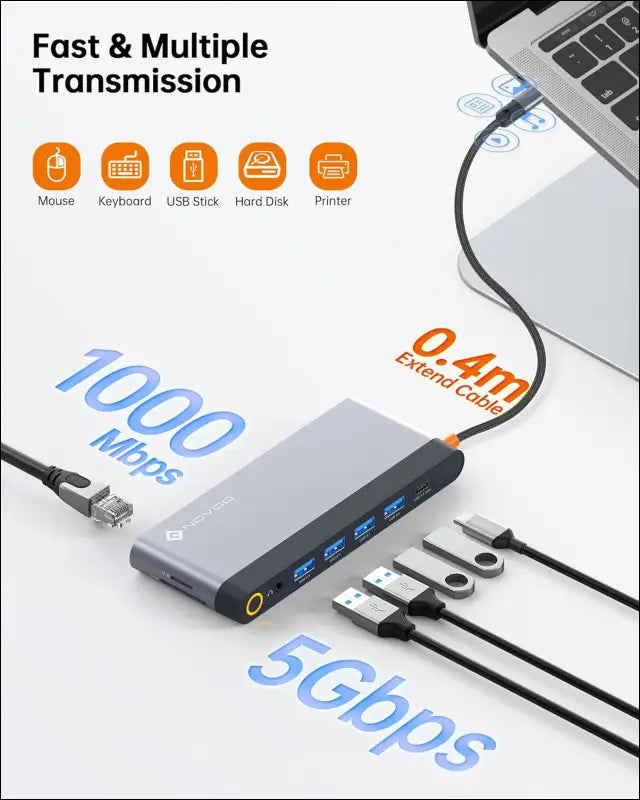 USB C Docking Station Quad Display, 14-in-1 Laptop Docking Station Dual Monitor, 8K@30Hz DP, Dual 4K@60Hz HDMI, VGA, 5 USB Data Ports, 100W PD, Ethernet, SD/TF, Mic/Audio, USB C HUB, Thunderbolt Dock