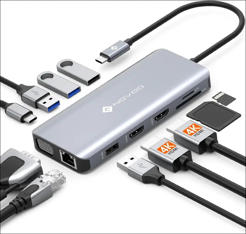 USB C Docking Station Triple Monitor, 11 in 1 USB-C to Dual HDMI Adapter VGA Gigabit Ethernet 100W PD 4USB Ports, USB C Hub Thunderbolt 3/4 Dock Compatible for MacBook and Other USB Laptops