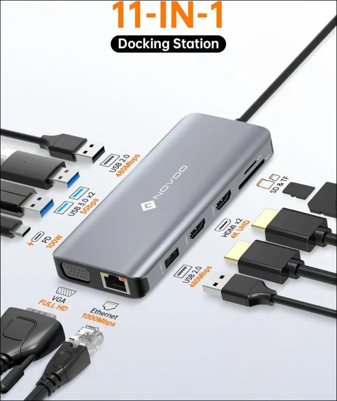 USB C Docking Station Triple Monitor, 11 in 1 USB-C to Dual HDMI Adapter VGA Gigabit Ethernet 100W PD 4USB Ports, USB C Hub Thunderbolt 3/4 Dock Compatible for MacBook and Other USB Laptops
