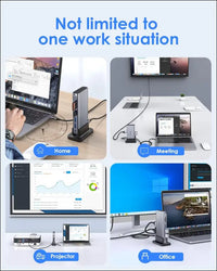 USB C Docking Station with 100W PD, 4K HDMI, VGA, Gigabit Ethernet, Card Reader, USB 3.0, Aux Adapter for MacBook Pro, New Mac Air/Surface, More, Stable Driver Certified (CB-D55, Space Gray)