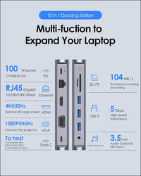 USB C Docking Station with 100W PD, 4K HDMI, VGA, Gigabit Ethernet, Card Reader, USB 3.0, Aux Adapter for MacBook Pro, New Mac Air/Surface, More, Stable Driver Certified (CB-D55, Space Gray)