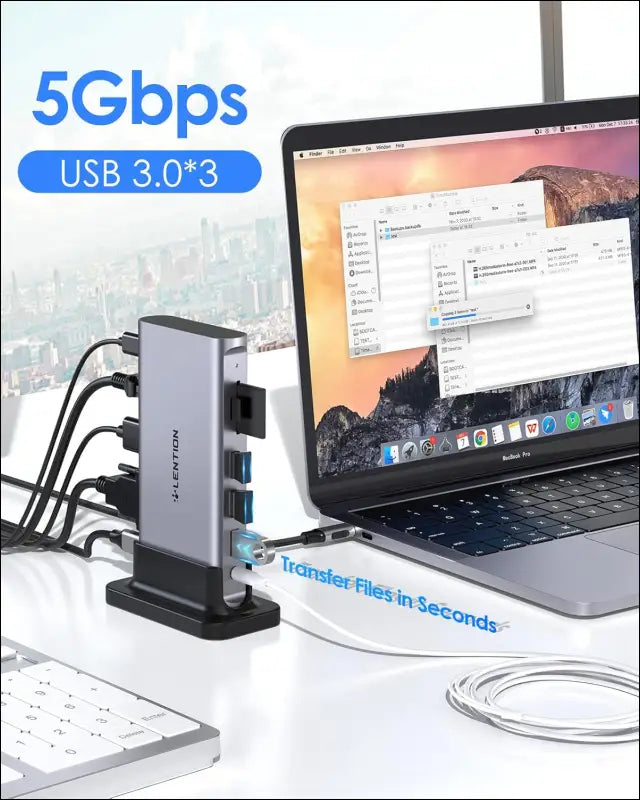 USB C Docking Station with 100W PD, 4K HDMI, VGA, Gigabit Ethernet, Card Reader, USB 3.0, Aux Adapter for MacBook Pro, New Mac Air/Surface, More, Stable Driver Certified (CB-D55, Space Gray)